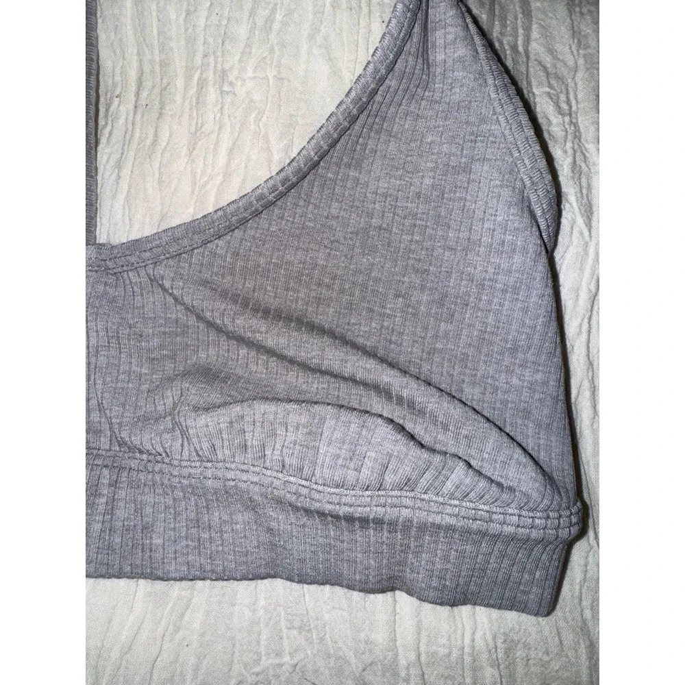 Alo gray blissful ribbed bralette scoop racerback‎ straps pullover women's XS